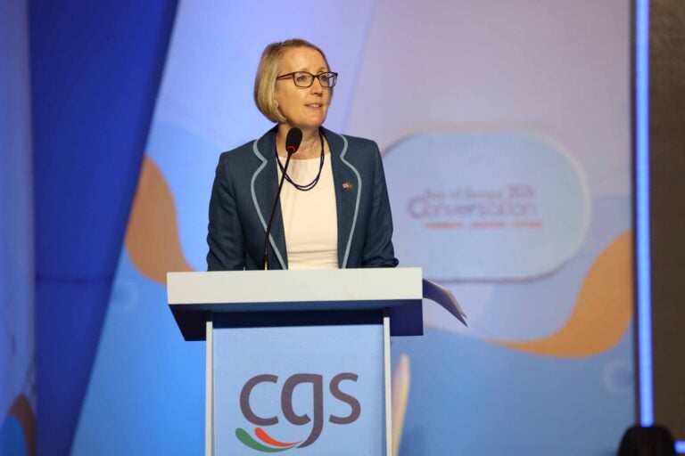 Sarah Cooke speaking at the Bay of Bengal Conversation 2026